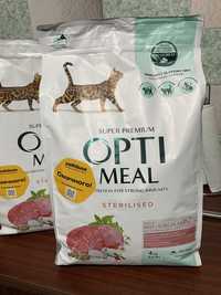 Корм для кота Optimeal Cat Sterilised Beef & Sorghum 4+1 кг кошачий