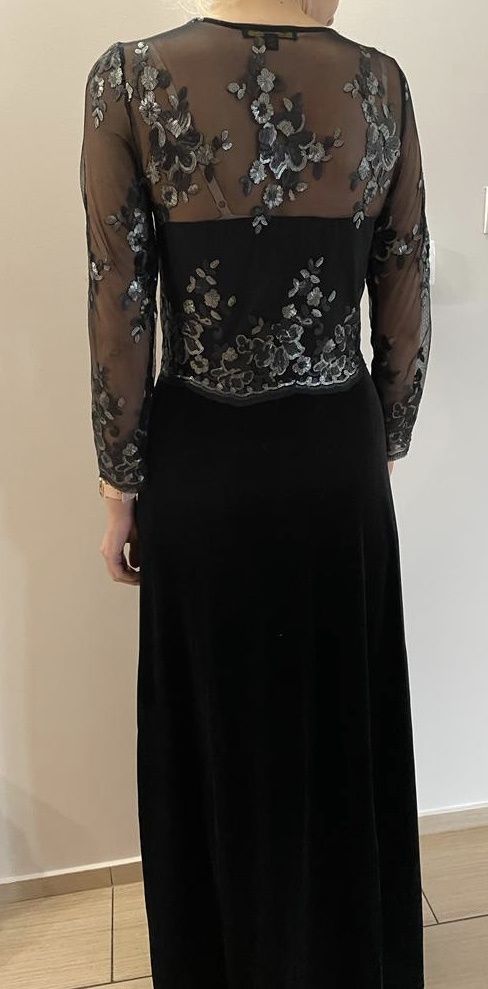 Ellos suknia balowa czarna maxi z cekinami r M (38) cekinami