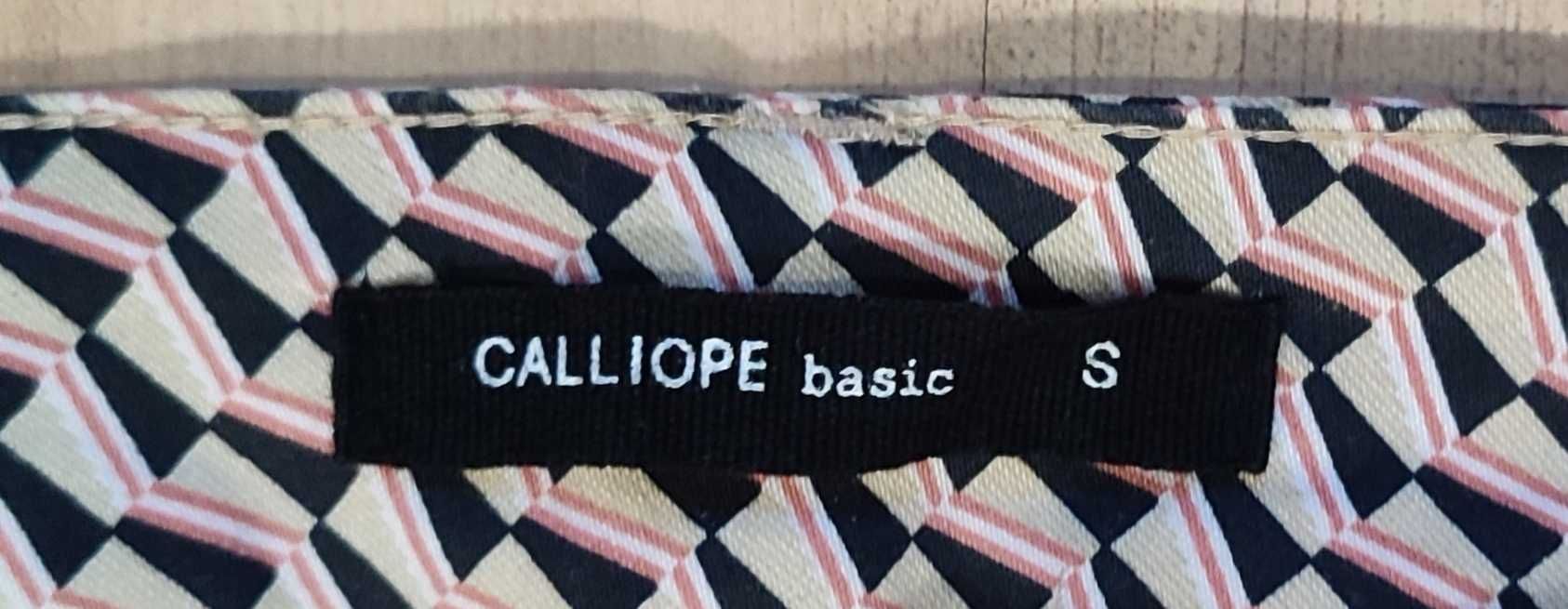Beżowe spodnie damskie Calliope basic S 36 we wzorki