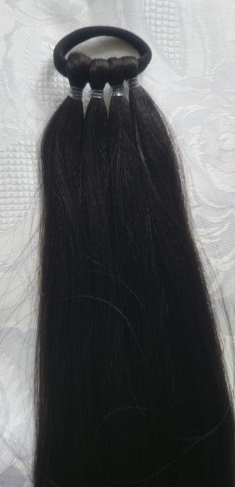 Doczepiany KUCYK kitka 55 cm Syntetyczne Długie WŁOSY Ciemny Brąz