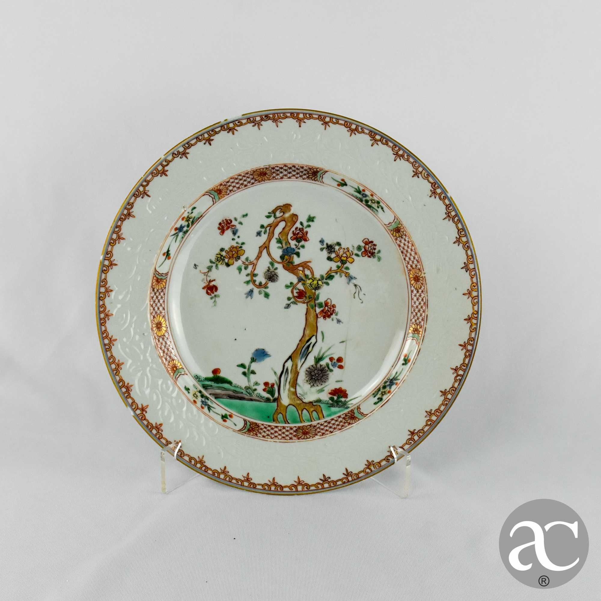 Prato Porcelana China, Família Verde, Magnólia, Kangxi séc. XVII/XVIII