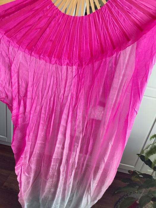 Fan veil wachlarz z jedwabną wstęgą welon flamenco taniec brzucha