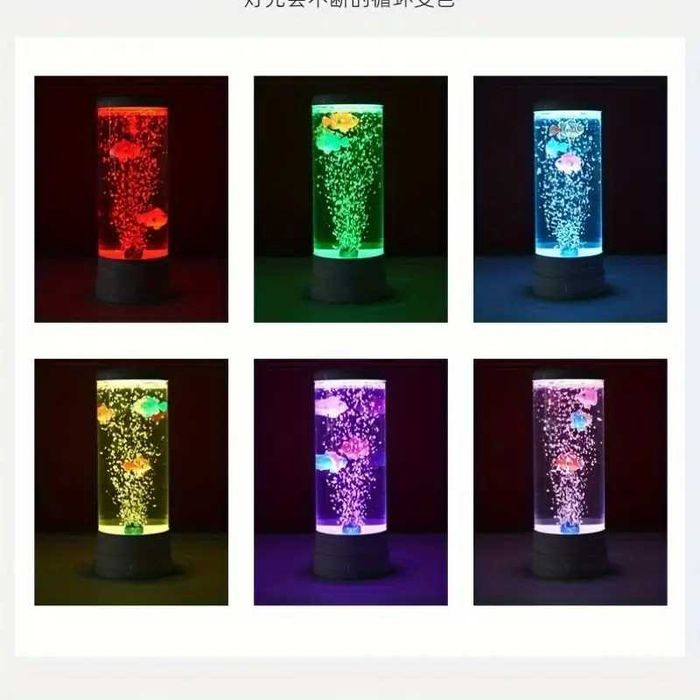 Ночник Аквариум с плавающими рыбками» Bubble Lamp, 7 цветов RGB