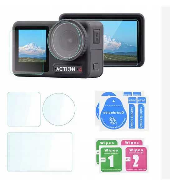 Szkło hartowane do kamery DJI Osmo Action 4 – zestaw 3 szt + akcesoria