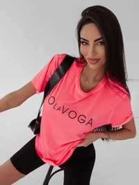 T-shirt damski bluzka OLAVOGA DOIS neon coral UNI zielony