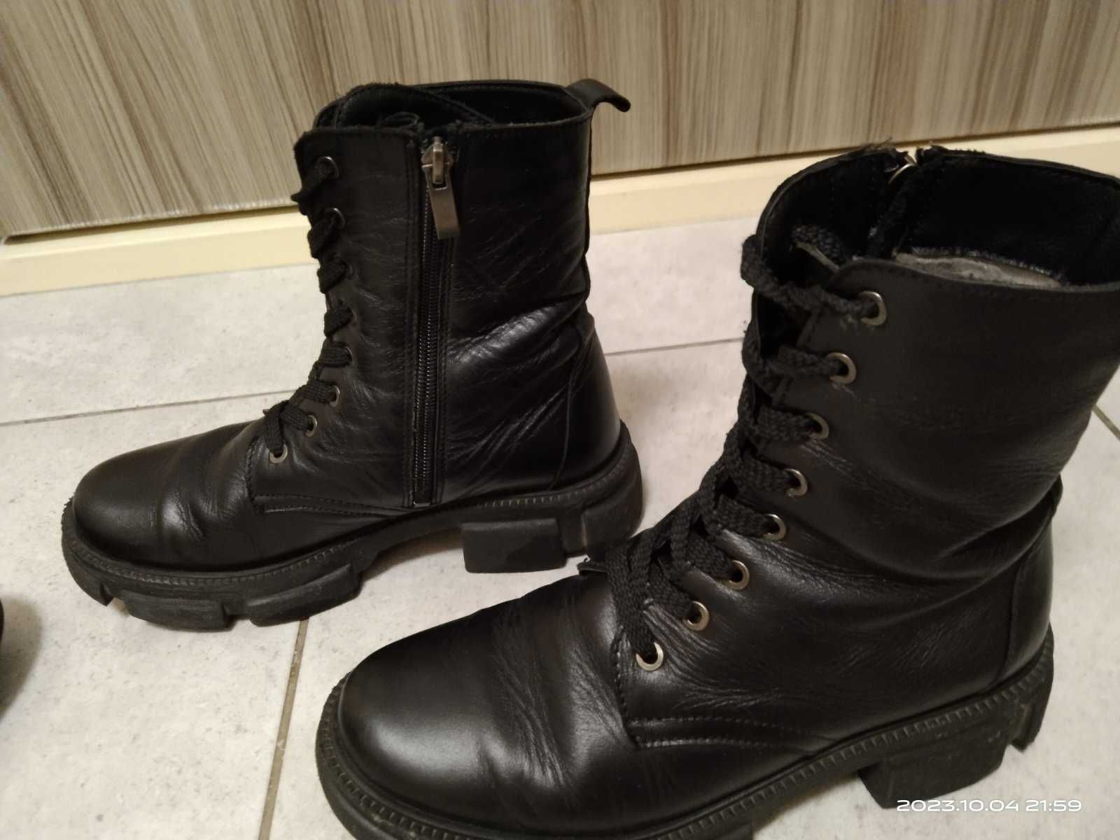 Женские ботинки кожа черные 38 размер зима