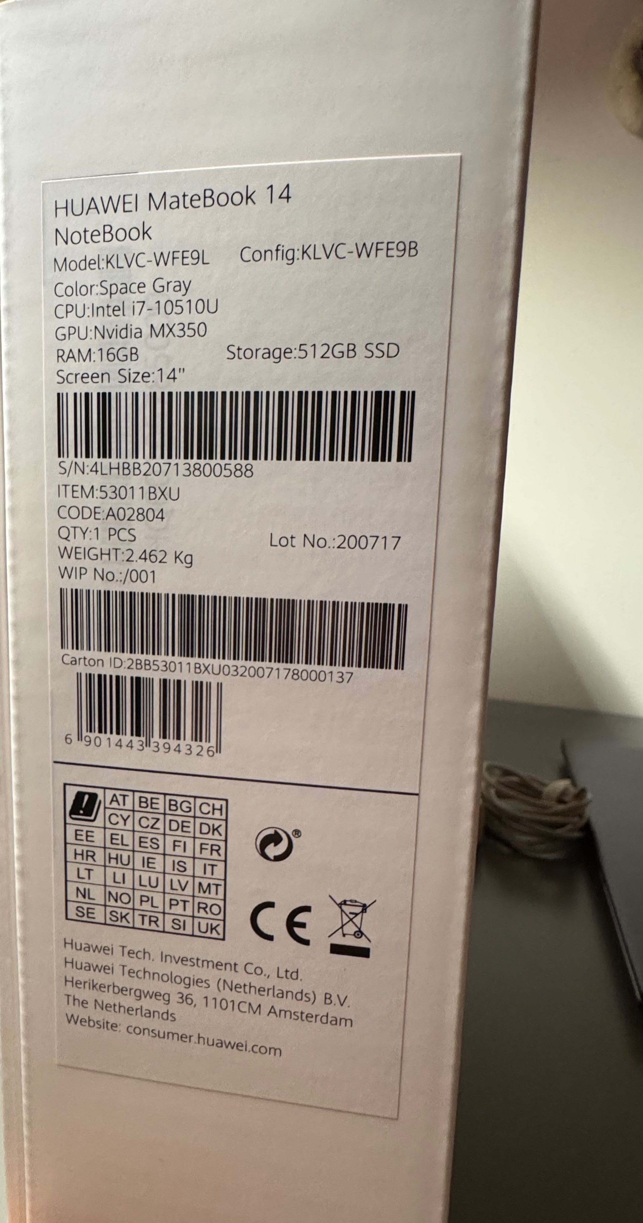Portátil Huawei 14'', Processador I7, 16GB RAM. Como Novo!