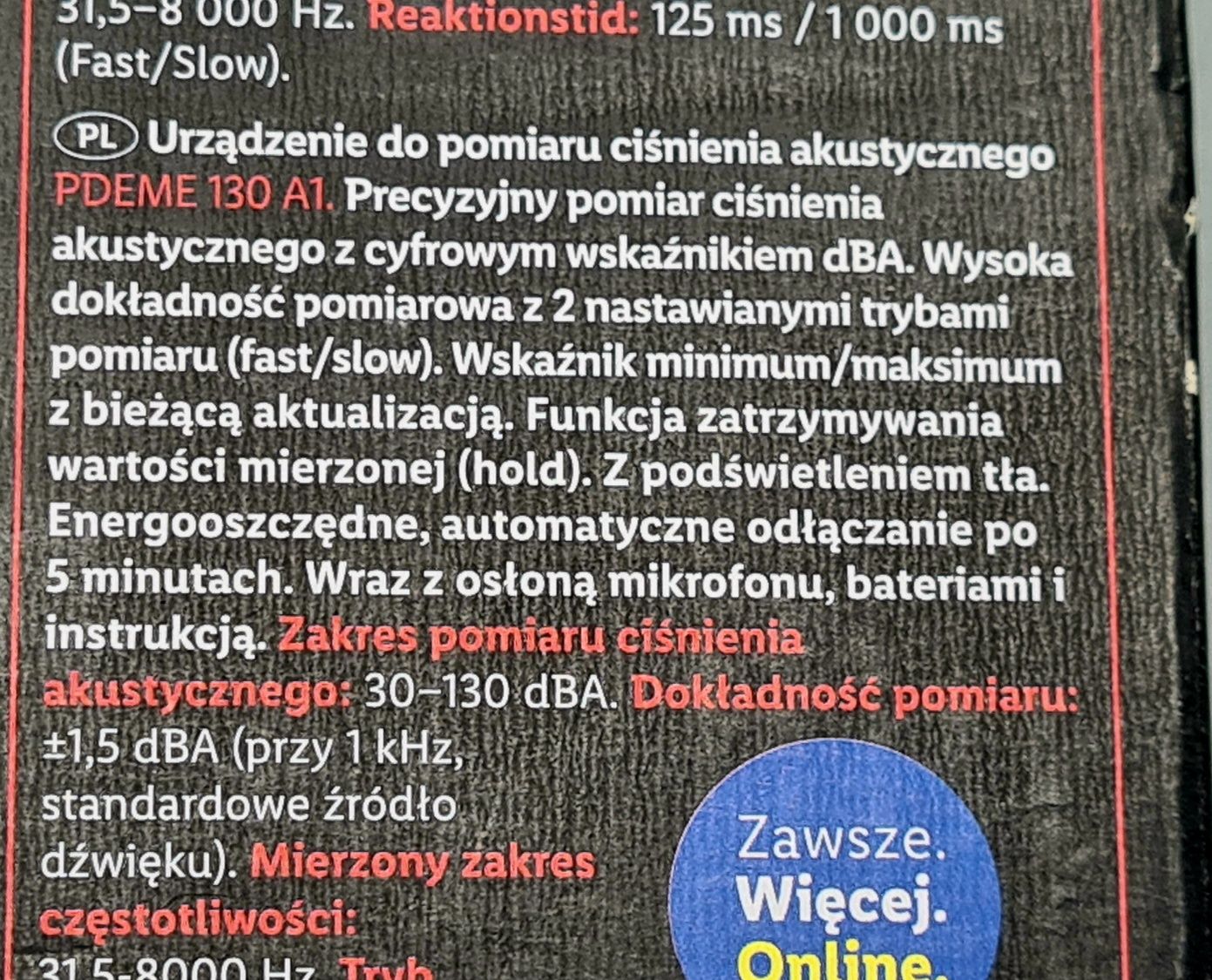 sound level meter pdeme 130 a1 parkside pomiar ciśnienia akustycznego