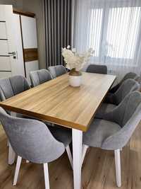 Zestaw stołu typu skandynawskiego z 6x krzesłami tapicerowanymi