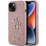 Etui Guess Glitter Script Big 4G na iPhone 15 - różowe