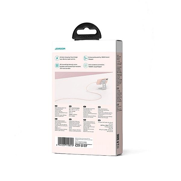 Kabel Joyroom Multi-Color Series SA34-AL3 USB-A / Lightning 3A 1m - ró