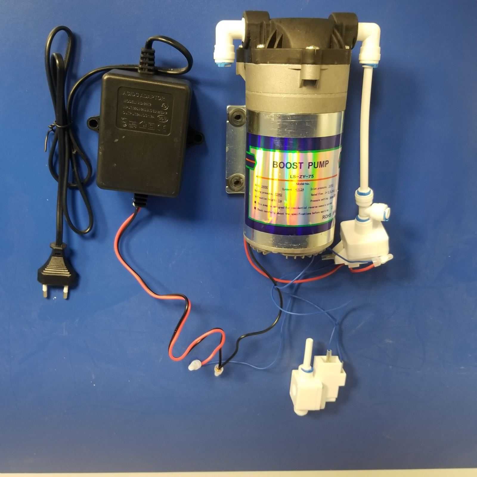 Помпа для обратного осмоса из нерж. с датчиками и сетевым адаптером