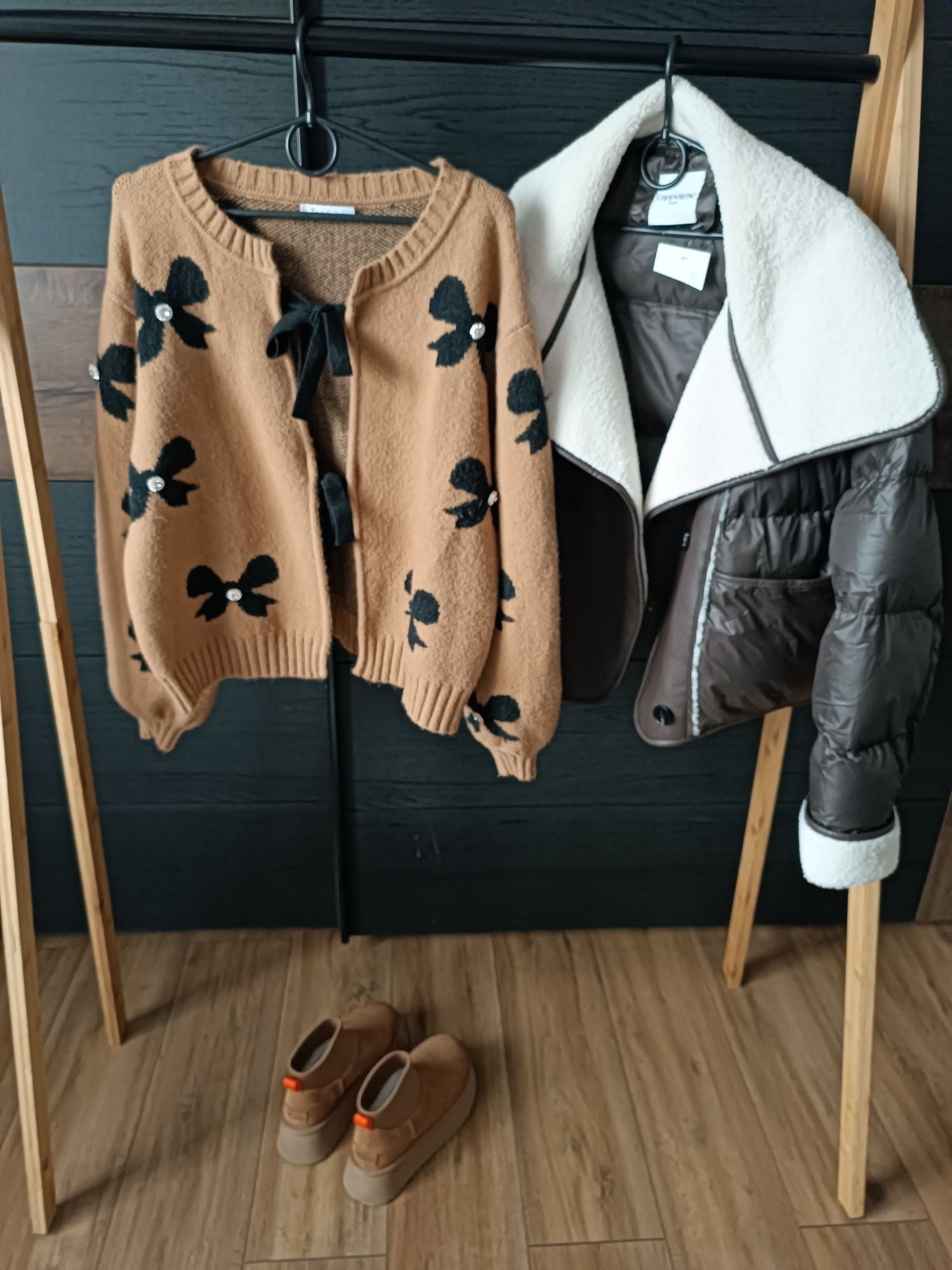 Sweter kardigan S/M/L camel kokardki