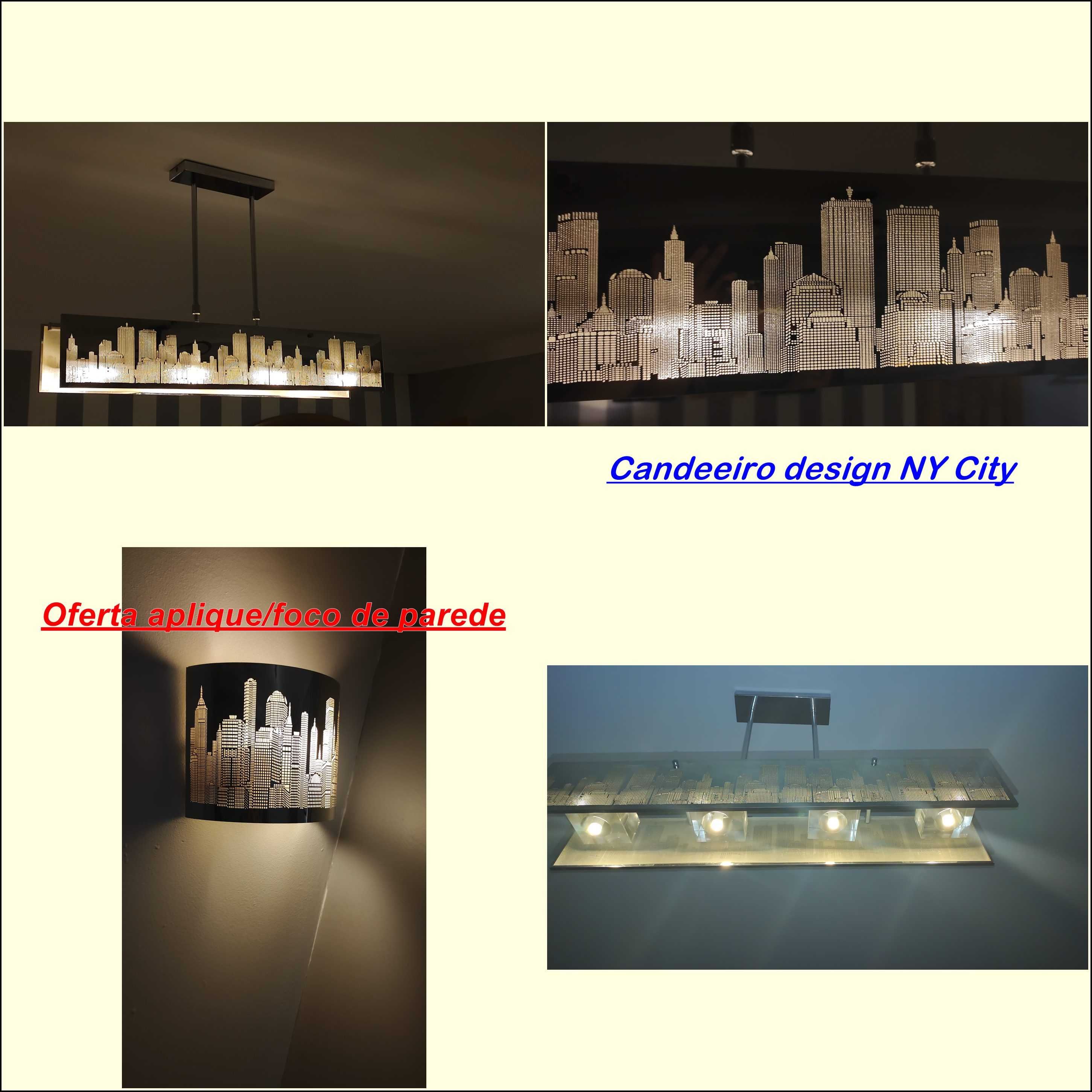 Aplique/foco luz oferta na compra de candeeiro design NY City