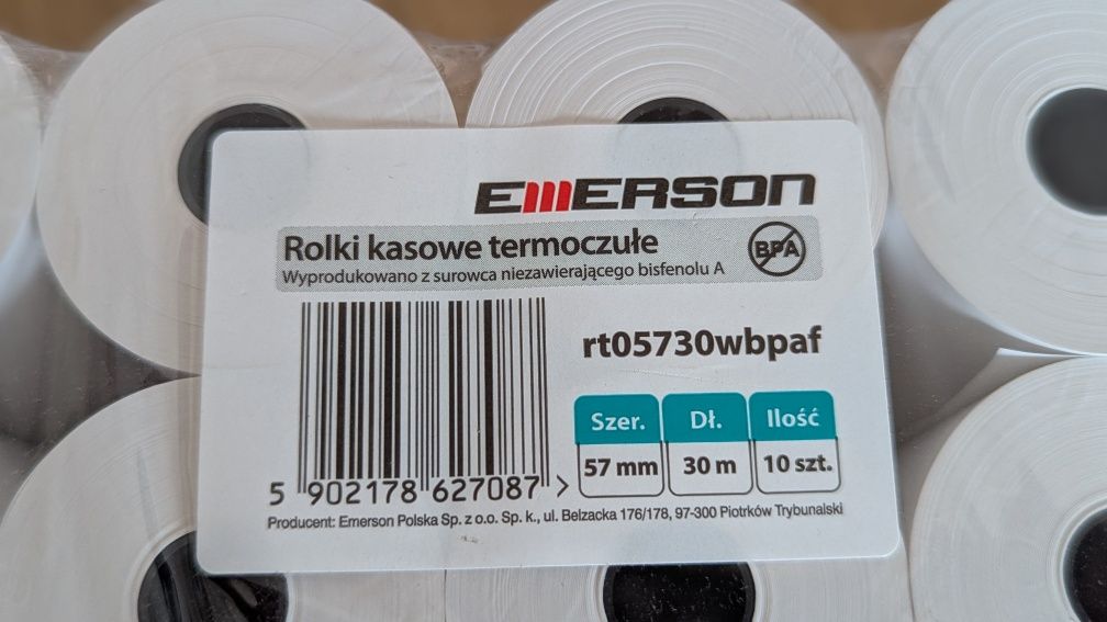 Rolki termiczne Emerson 20 sztuk do kas fiskalnych