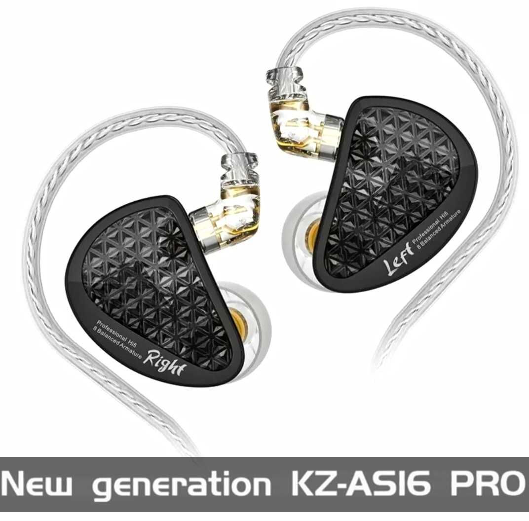 KZ- AS16 PRO Black no Mic dokanałowe słuchawki IEM