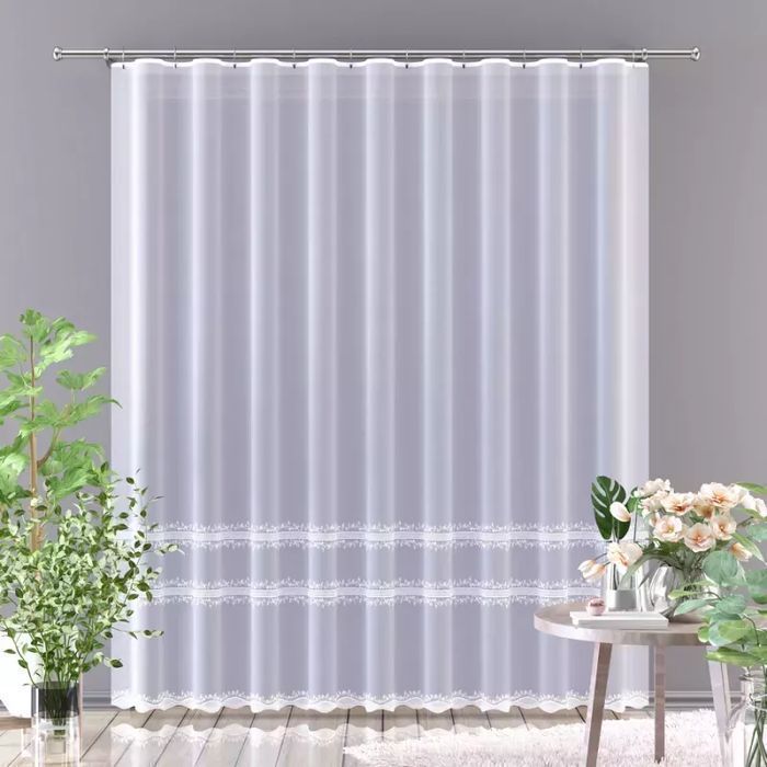 Firanka haftowana siatka 2 pasy gotowa Ismet 375x175 cm