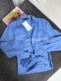 Нова лляна сорочка Zara XS, S блакитна