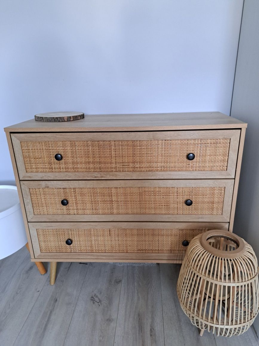 Komoda rattanowa boho 3 szuflady