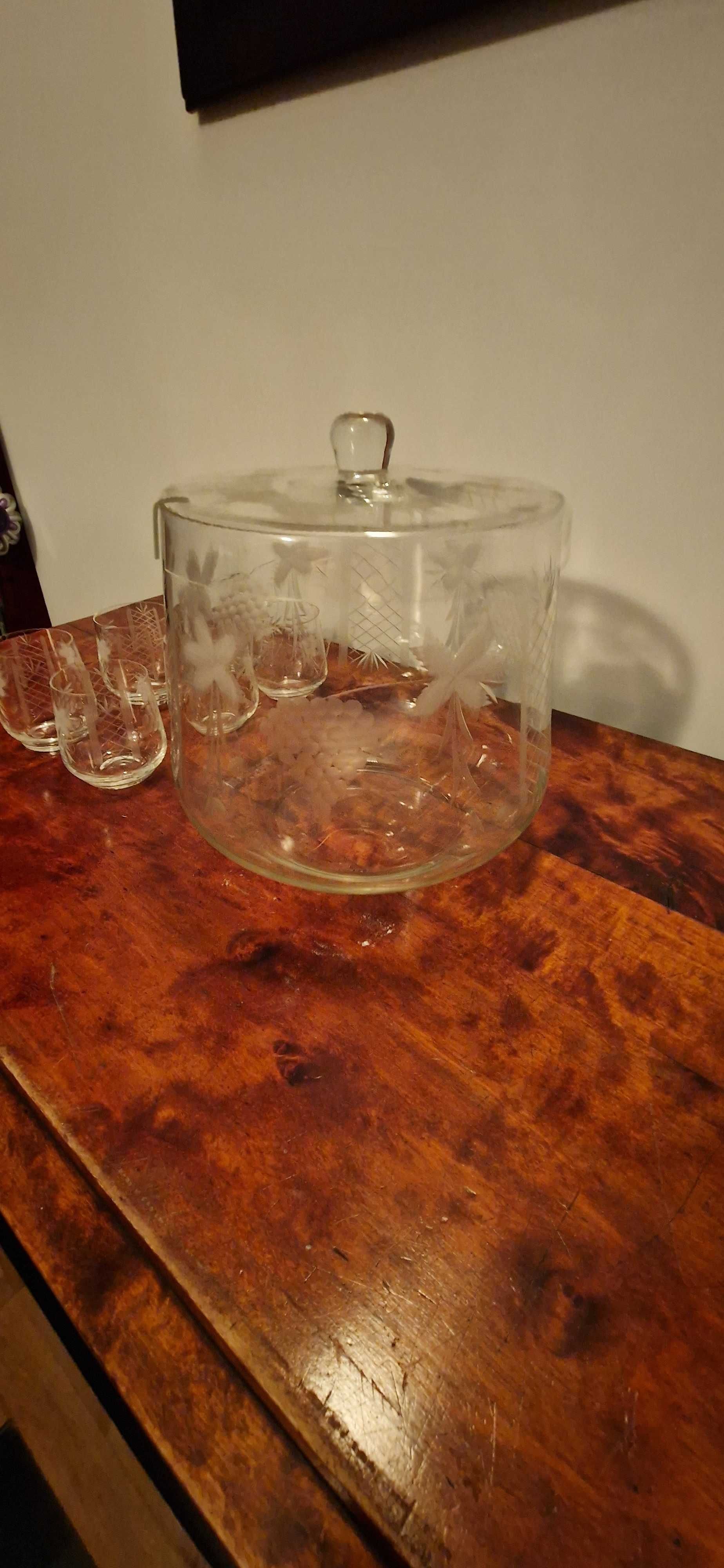 Secesja zestaw do ponczu bola waza i 6 filiżanek krysztal antyk