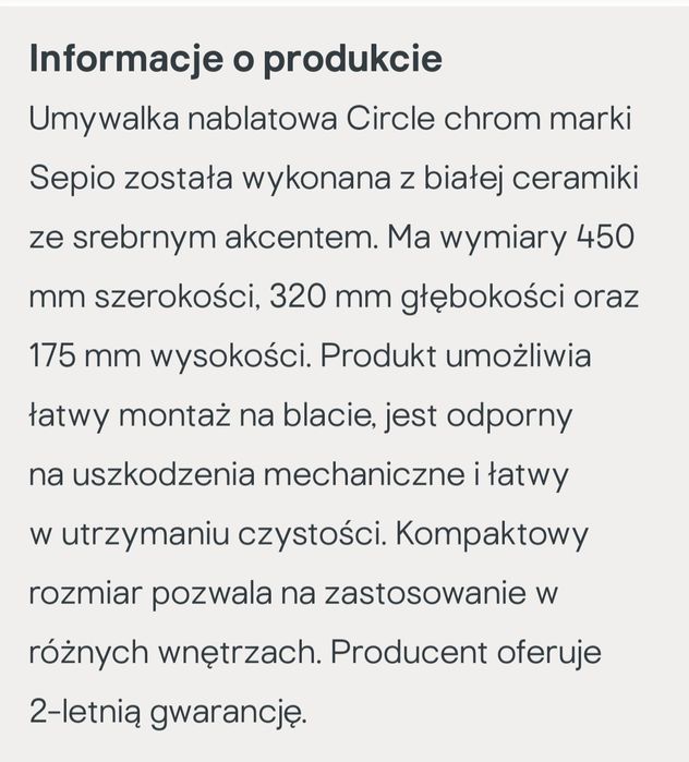 Umywalka 45x32cm nowa