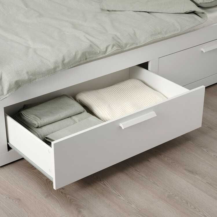 BRIMNES Rama leżanki z 2 szufladami  biały, 80x200 łóżko Ikea