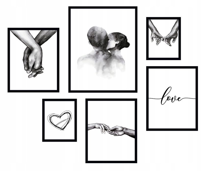 6x obrazy w ramie plakaty ramka RĘCE DŁONIE MIŁOŚĆ