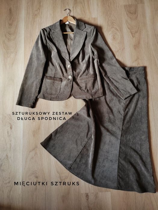 Szturuksowy zestaw 44 spódnica i marynarka długa spódnica