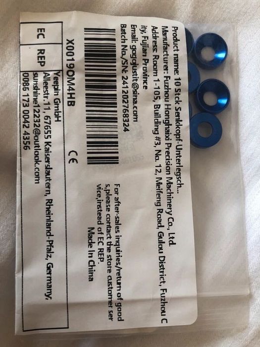 14 saquetas com 10 peças de anilhas