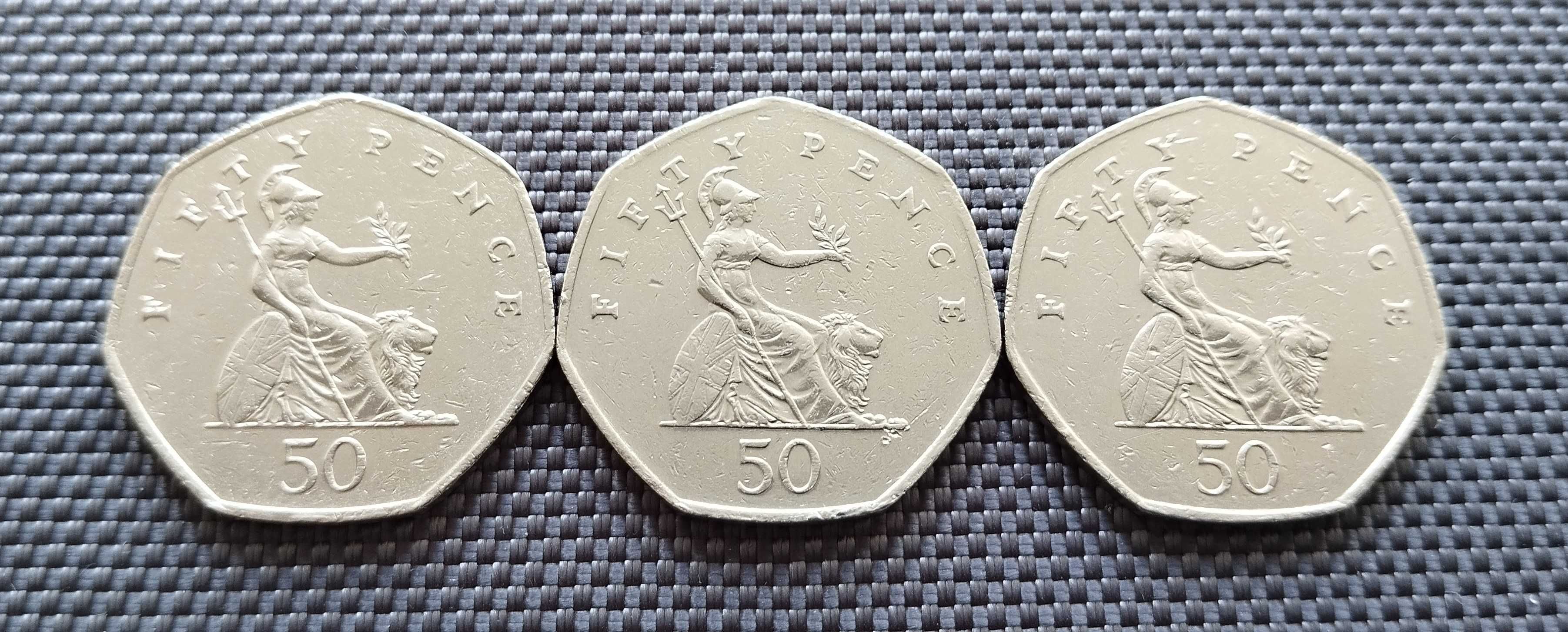 Коллекция монет Великобритании 50 пенсов . 3 шт за 120 грн.