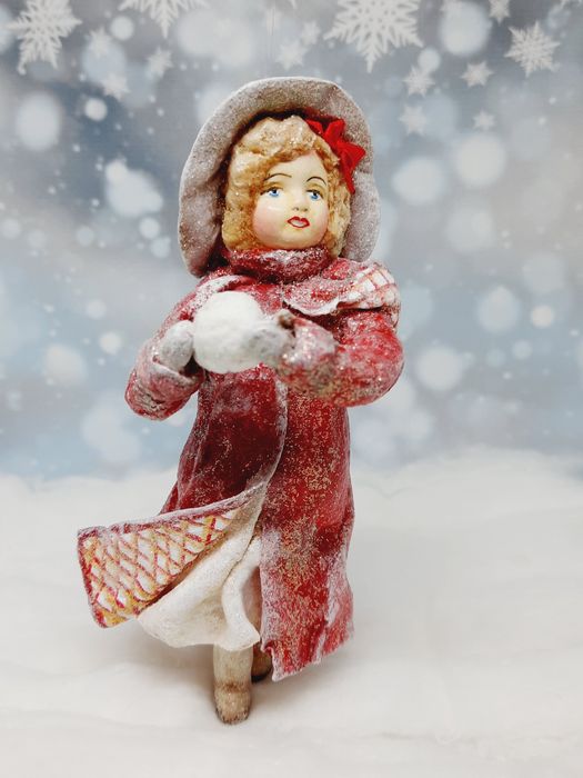 Ватная игрушка по мотивам старинной рождественской открытки.