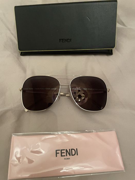 Nowe  okulary pilotki logowane  fendi zlote