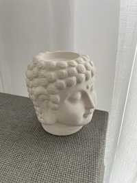 Świecznik biały budda duzy głowa ceramiczna porcelana biała