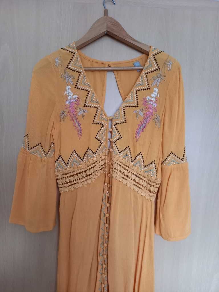 ASOS boho suknia maxi długa falbanki
