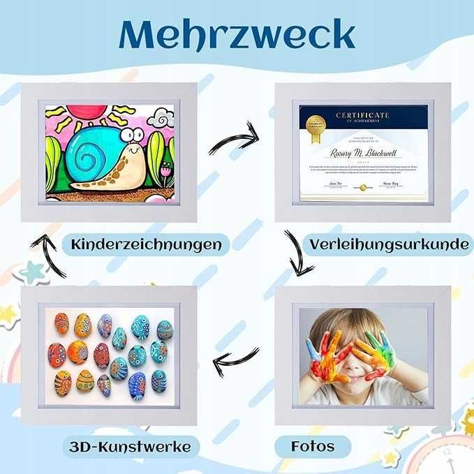 Zestaw 2 ramek na zdjęcia Rysunki Obrazki Otwierane Białe na  A4