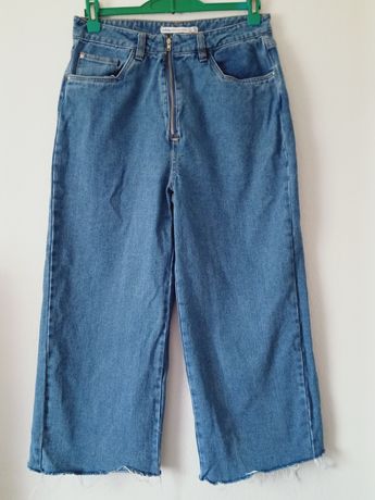 Lefties jeansy z szerokimi nogawkami 3/4 rozmiar 40