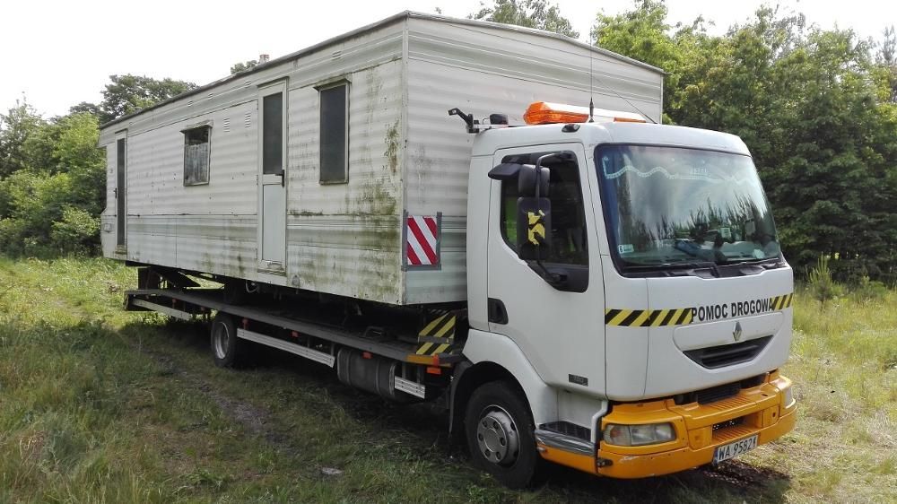 laweta pomoc drogowa transport domek przyczepa ciągnik widlak bus