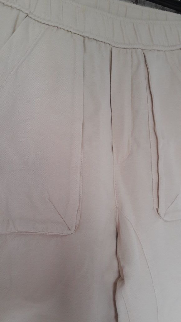 Letnie spodnie ecru Zara XS len