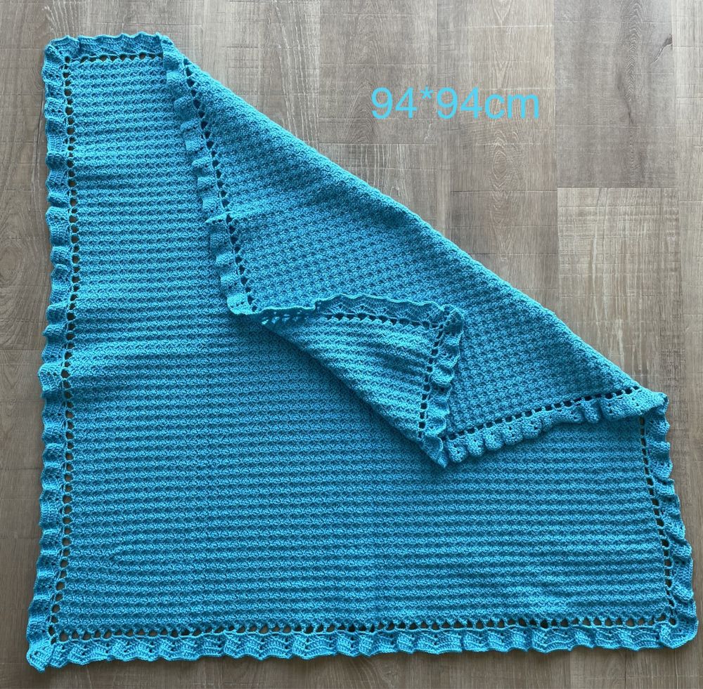Manta para bebé em tricot em lã azul [NOVA]