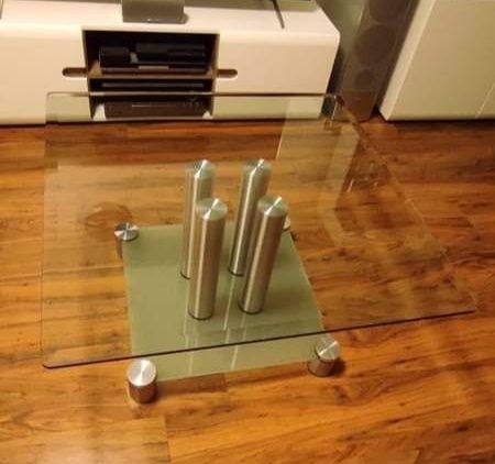 Szklana ława, stół, szkło hartowane duża kwadratowy blat stan idealny!