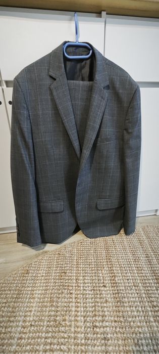 Garnitur szary w krate 58XL na 188cm