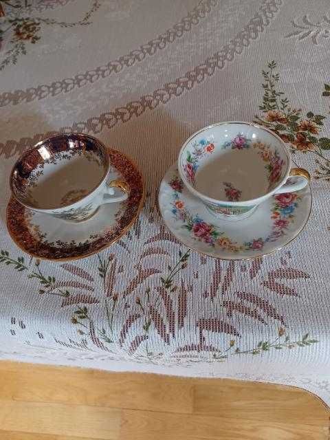 2 małe filiżanki porcelanowe Bavaria do kawy z talerzykami