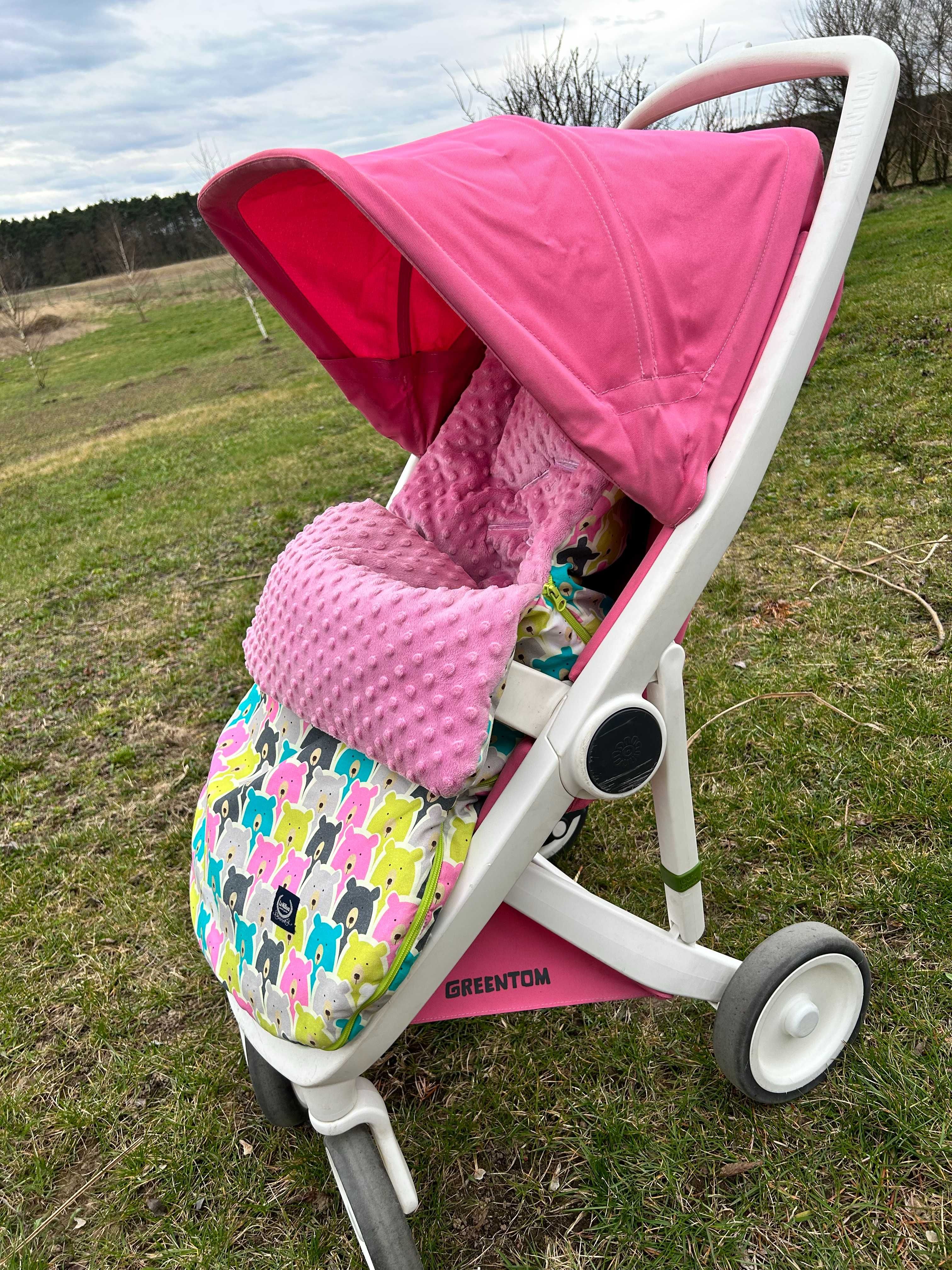 Wózek różowy spacerówka + siedzisko dla malucha REVERSIBLE