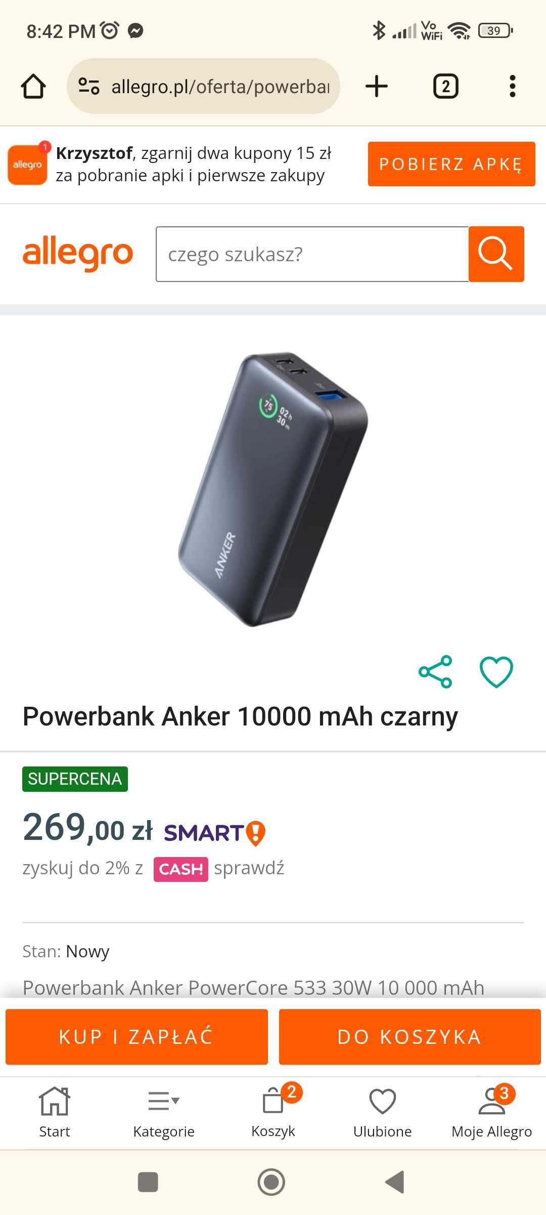 Power bank ANKER 30W USB C