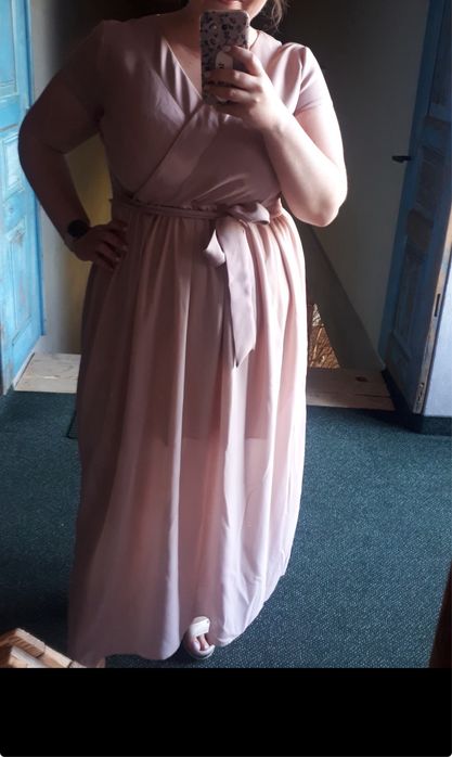 Szyfonowa zwiewna sukienka na chrzciny komunie wesele rozmiar 50