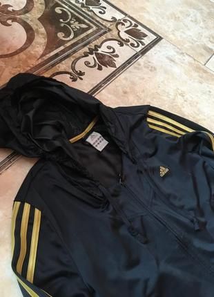 Олімпійка зіпка оригінальна адідас adidas чорна з капюшоном спортивна
