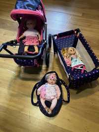 Wózek dla lalek, łóżeczko, nisidełko, lalki