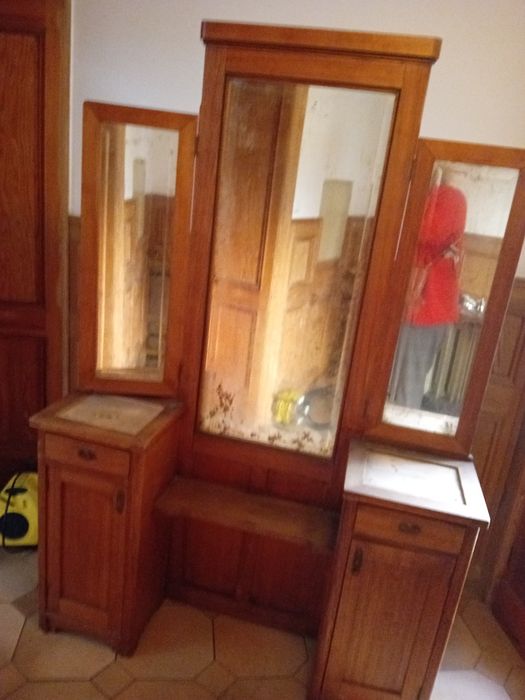 Garderoba, lustro, szafka retro, drewno naturalne