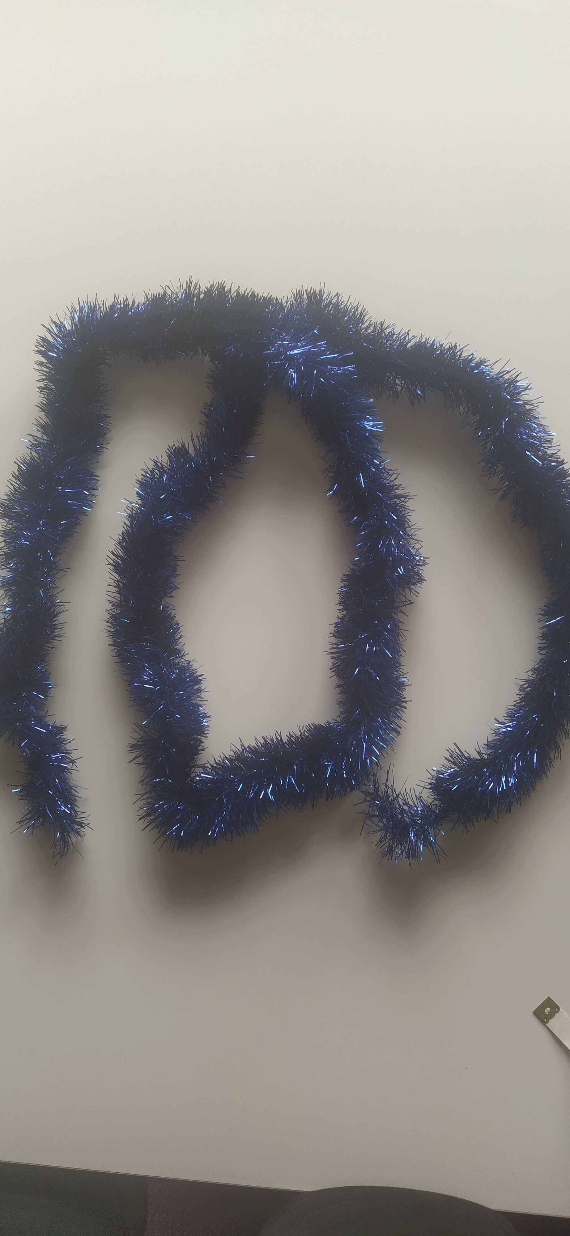 Niebieski łańcuch na choinkę święta 160 cm, gr. 3 cm