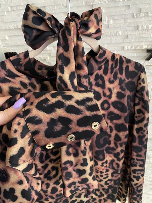 CHICACA komplet perfect koszula kokarda spodnie wiązane Animal S-M